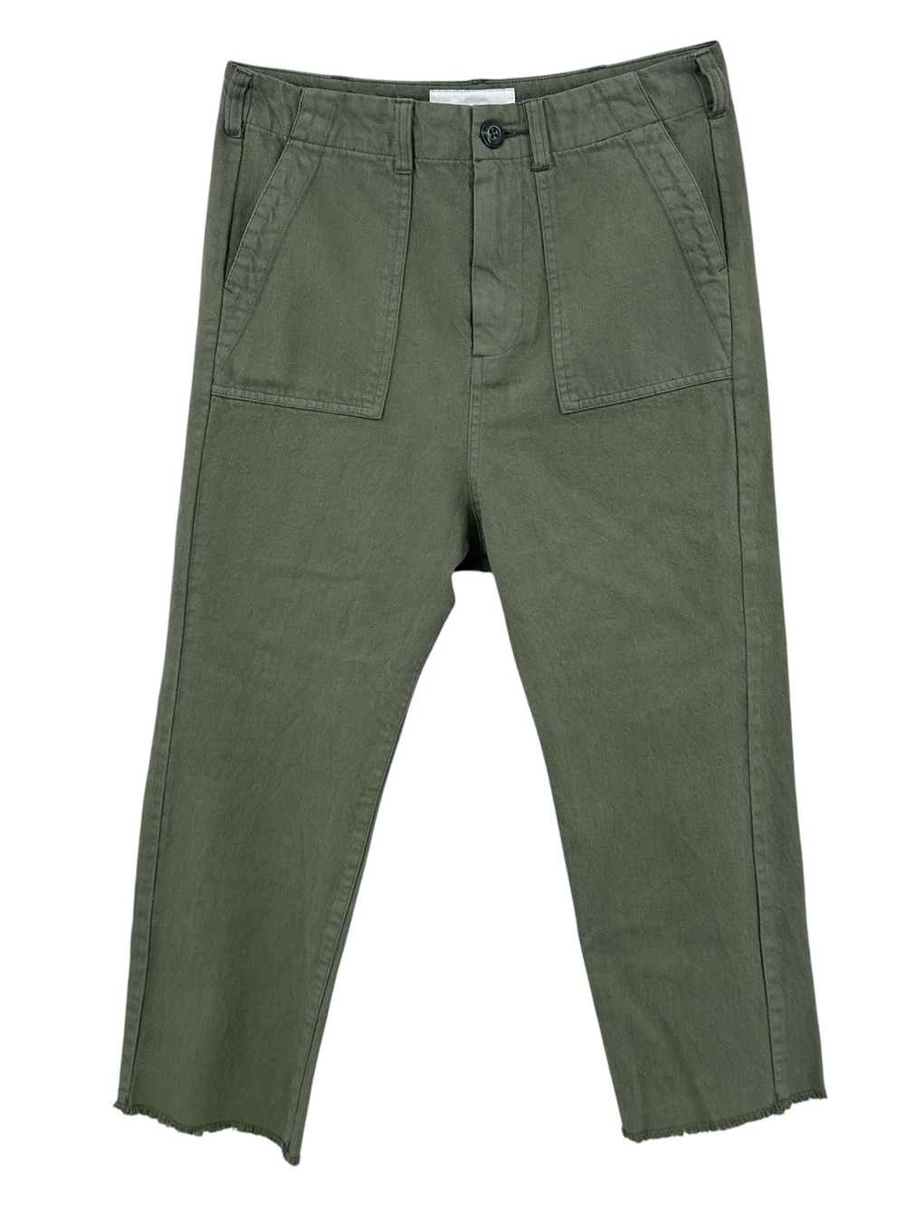 THE GREAT. Cropped Pants Ranger Army Twill Pockets USA Green